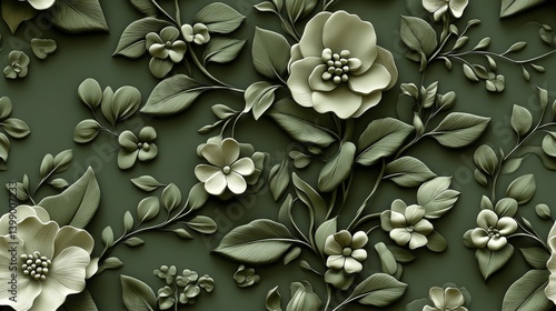 Obraz na płótnie An exquisite floral pattern featuring rich textures and layers, reflecting elegance and the natural beauty of flowers with an artistic touch in muted tones. w salonie