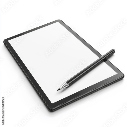 Wallpaper Mural A digital tablet device rests on a clean white surface, accompanied by a stylus, ready for digital artwork or note-taking. Torontodigital.ca