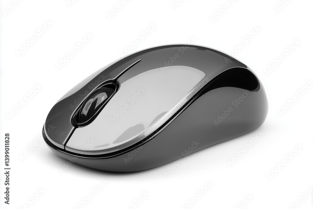 Wireless computer mouse on a plain background showcasing a sleek design suitable for ergonomic use at home Wireless computer mouse on a plain background showcasing a sleek design suitable for ergonomic use at home