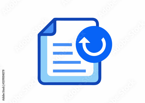Document Refresh: A simple and elegant digital graphic portrays a document icon alongside a circular arrow symbol, indicating the action of refreshing or updating a file.