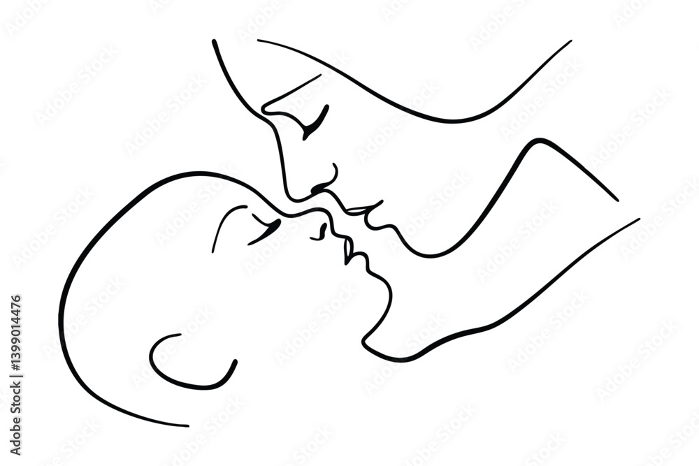 Minimalist Line Art Mother And Baby Face To Face Tender Moment Of Love And Connection Simple Clean Vector Illustration Minimalist Line Art Mother And Baby Face To Face Tender Moment Of Love And Connection Simple Clean Vector Illustration
