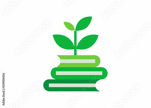Knowledge Sprouting: A symbolic representation of growth and learning, showcasing a vibrant sprout emerging from a stack of books, embodying the concept of intellectual development.