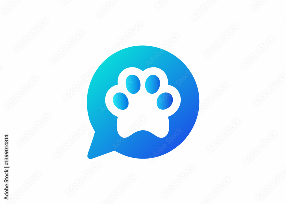 Paw Print Chat: A whimsical graphic showcases a charming paw print nestled inside a speech bubble, suggesting communication and connection centered around pets. Paw Print Chat: A whimsical graphic showcases a charming paw print nestled inside a speech bubble, suggesting communication and connection centered around pets.