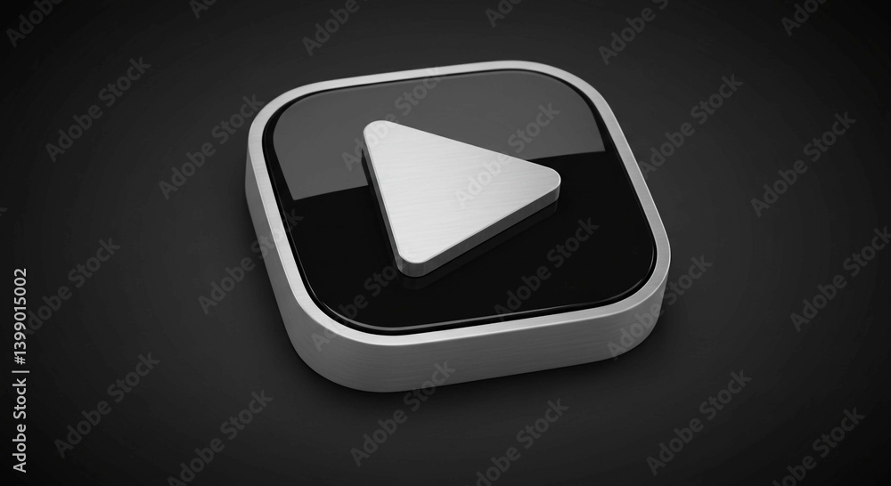 Multimedia Play Icon: A sleek, modern multimedia play icon, with a glossy, three-dimensional design. The iconic symbol of play and start against a clean background. Multimedia Play Icon: A sleek, modern multimedia play icon, with a glossy, three-dimensional design. The iconic symbol of play and start against a clean background.