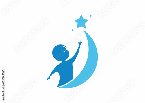 Reaching for the Stars: A captivating artistic depiction of a child reaching for the celestial glow, symbolizing aspirations, dreams, and the endless possibilities of the future. 