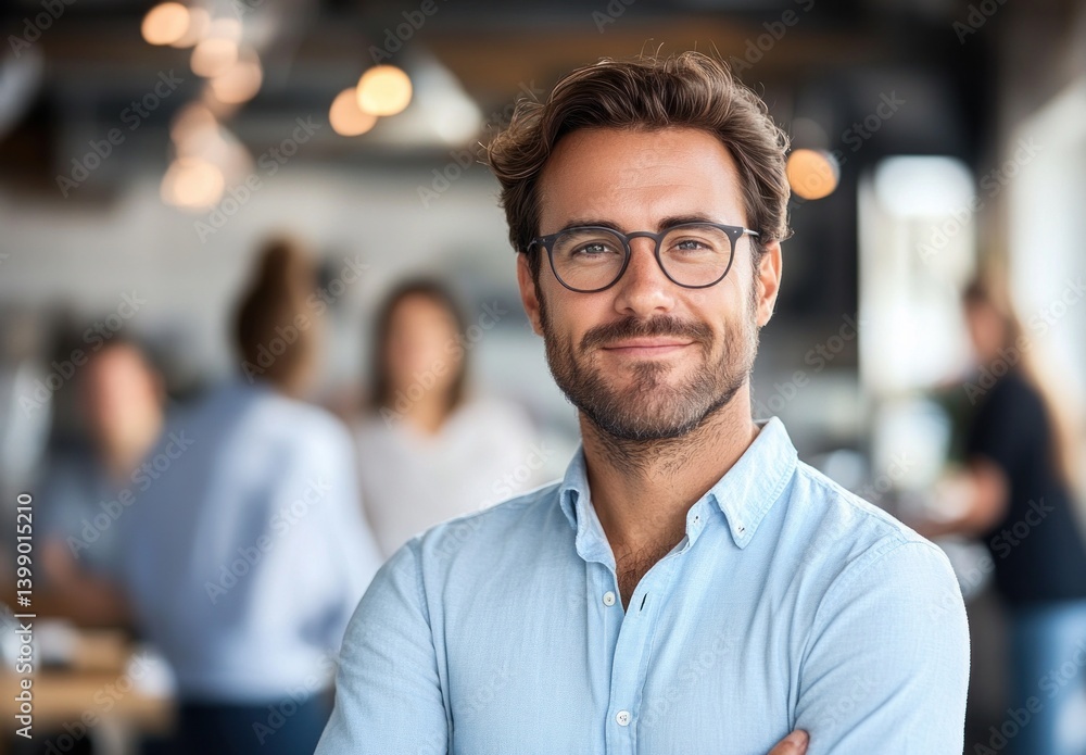 Confident Young Entrepreneur in Modern Office Environment