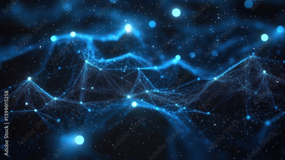 abstract digital blue network background geometry lines dots technology visual