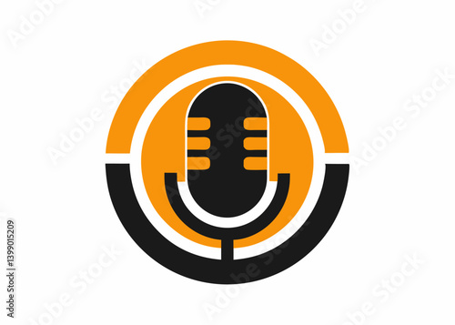 Podcast Microphone Logo: A striking logo showcases a classic microphone, perfectly designed for podcasts, radio shows, and audio recordings. The design is modern and clean.
