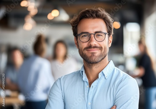 Confident Young Entrepreneur in Modern Office Environment