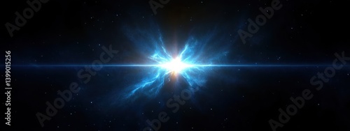 Obraz na płótnie Blue Light Flare Optical Effect Shine Glow Sparkle Cyberpunk Design w salonie