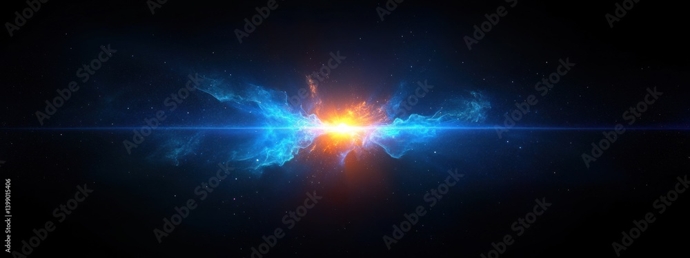 Cosmic Light Burst Digital Surrealism Vibrant Blue Effects