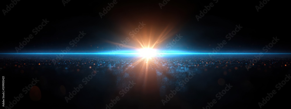 futuristic blue light glowing lens flare effect shiny sci-fi minimalistic design optical art