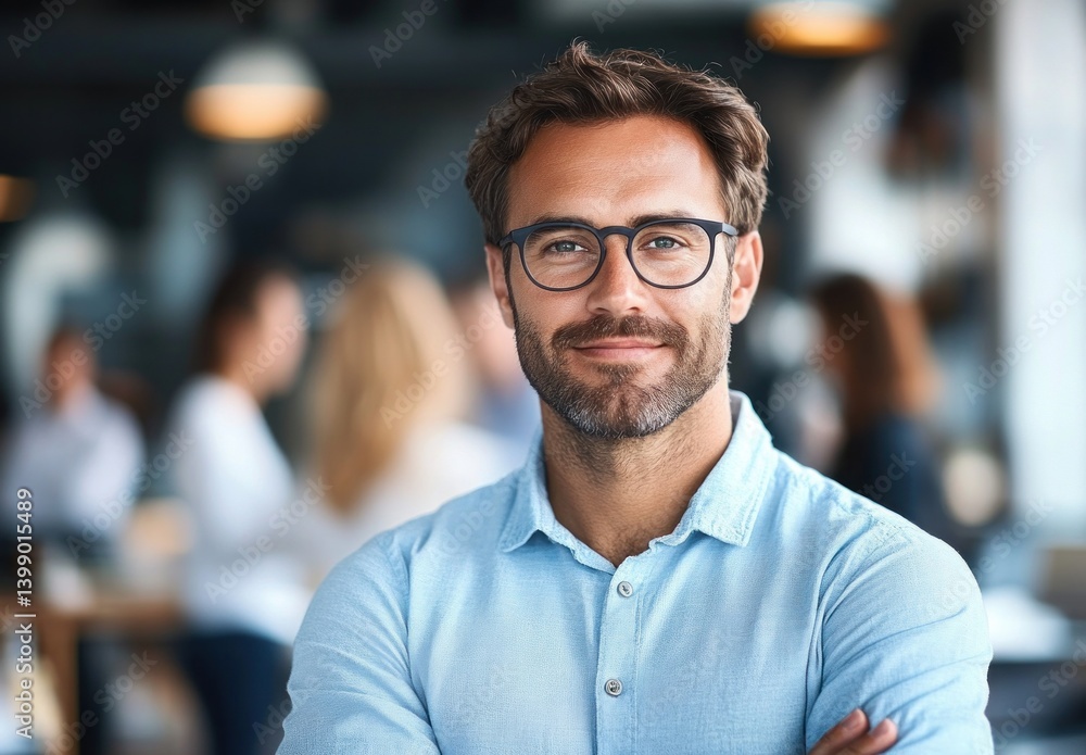 Confident Young Entrepreneur in Modern Office Setting