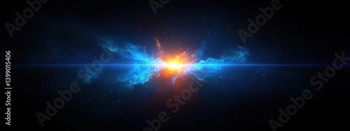 Obraz na płótnie Cosmic Light Burst Digital Surrealism Vibrant Blue Effects w salonie