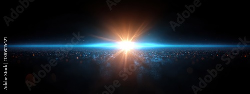 Obraz na płótnie futuristic blue light glowing lens flare effect shiny sci-fi minimalistic design optical art w salonie