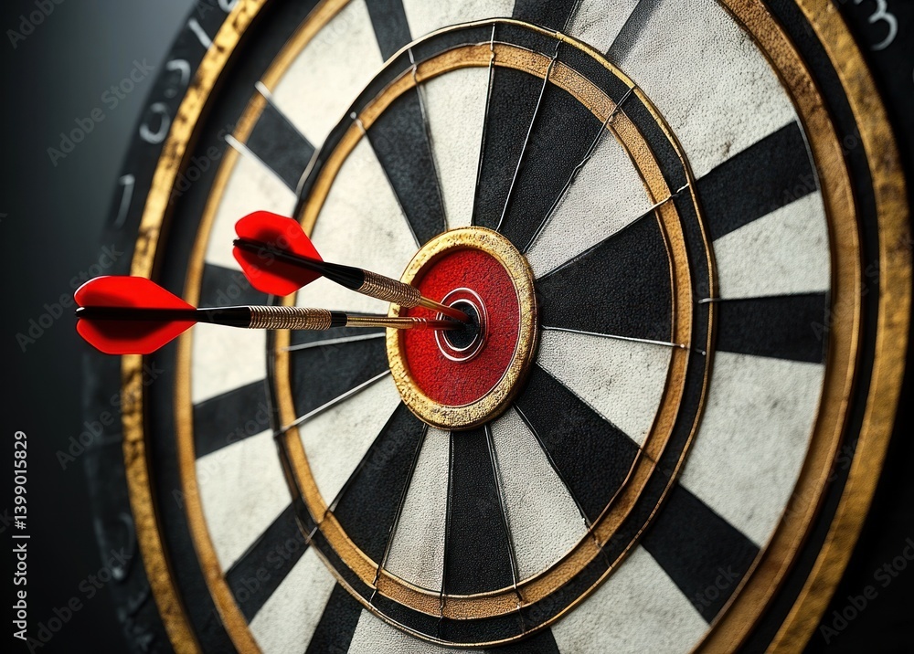 Three Darts Hitting the Bullseye with Precision