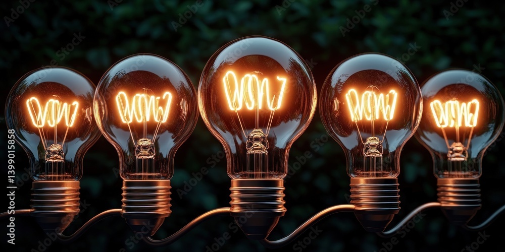 Glowing Light Bulbs Concept for Business Support and Innovation