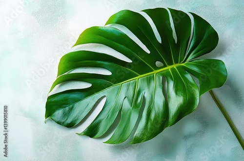 Obraz na płótnie Monstera Leaf Isolated on White Background Tropical Foliage Design w salonie