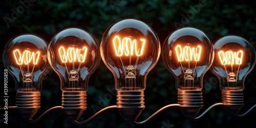 Obraz na płótnie Glowing Light Bulbs Concept for Business Support and Innovation w salonie