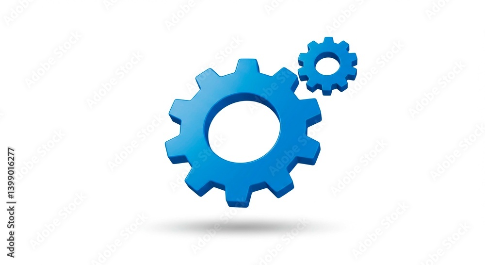 Interlocking Gears: Two blue gears, symbolizing progress, collaboration, and seamless function, interlock against a subtly lit backdrop. Interlocking Gears: Two blue gears, symbolizing progress, collaboration, and seamless function, interlock against a subtly lit backdrop.