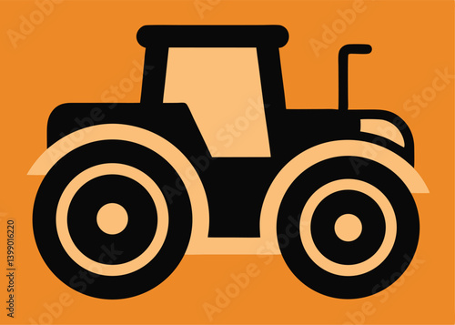 Tractor Icon: A modern graphic illustrating a powerful tractor set against a warm, inviting background.