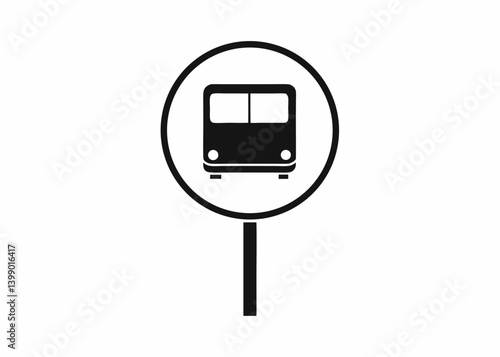 Bus Stop Symbol: Minimalist vector illustration of a bus stop symbol, a universally recognizable icon in transportation design.