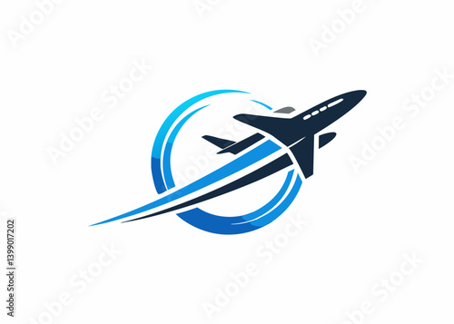  Soaring Journey: An illustration of an airplane gracefully ascending against a backdrop of stylized swirling clouds, signifying travel, adventure, and exploration. 