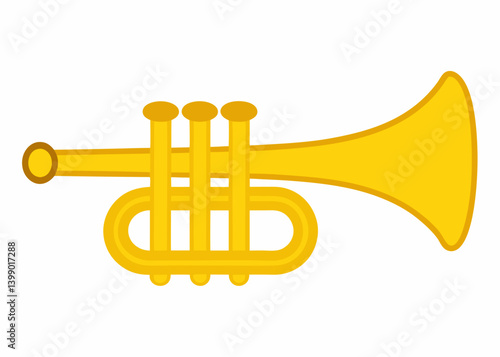 Musical Brass Instrument: A vividly crafted graphic of a brass instrument shines with intricate detail. the embodiment of musical elegance and sonic beauty.