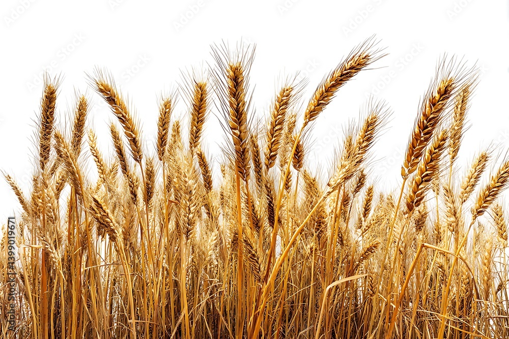 Fototapeta premium Fresh Wheat Crop White Isolated Scene 