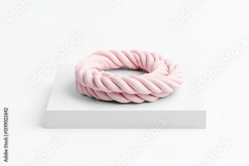 Obraz na płótnie Pink twisted rope ring on white pedestal w salonie