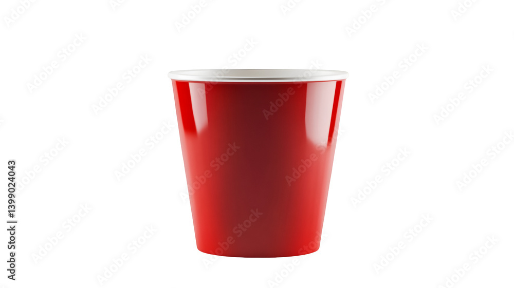 A vibrant red party cup stands alone against a stark black background simple yet bold A vibrant red party cup stands alone against a stark black background simple yet bold