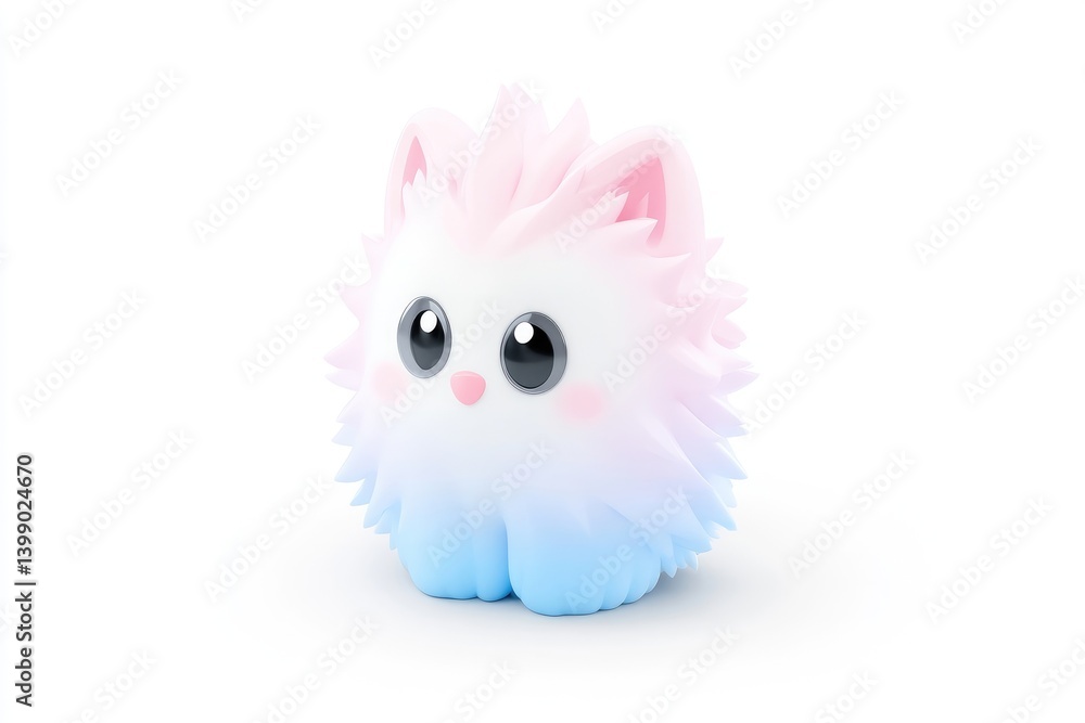 Fluffy pastel cat figurine
