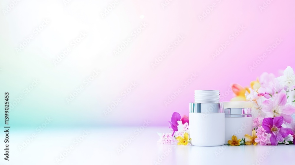 Radiant skincare with floral accents