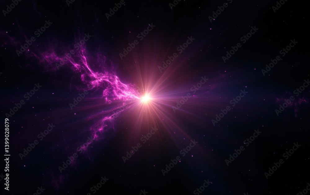 Cosmic Light Burst Digital Surrealism Bright Purple Rays Dark Universe Background Cosmic Light Burst Digital Surrealism Bright Purple Rays Dark Universe Background