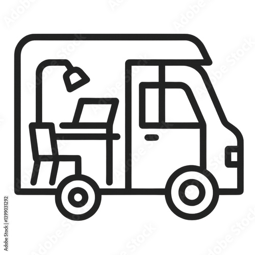 Digital Nomads Working Inside a Camper Van Icon  