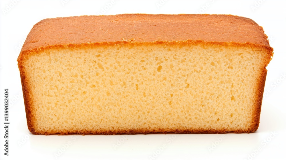 Freshly baked loaf of sponge cake with soft and fluffy texture Freshly baked loaf of sponge cake with soft and fluffy texture