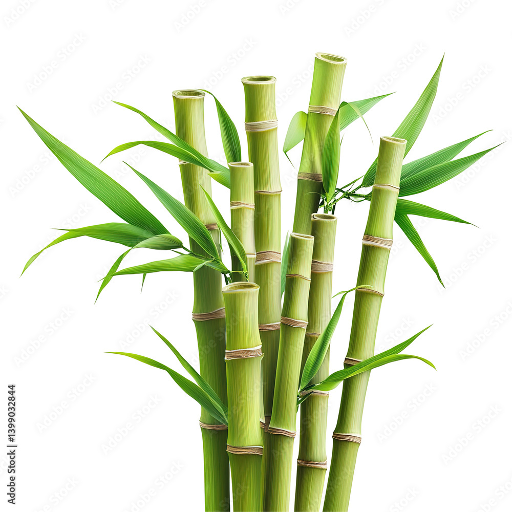 This image showcases a cluster of vibrant green bamboo stalks with healthy leaves against a colorful background. This image showcases a cluster of vibrant green bamboo stalks with healthy leaves against a colorful background.
