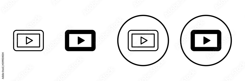 Play icon vector. Play button sign and symbol Play icon vector. Play button sign and symbol