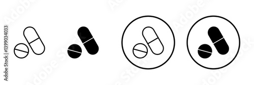 Pills icon vector. capsule icon. Drug sign and symbol