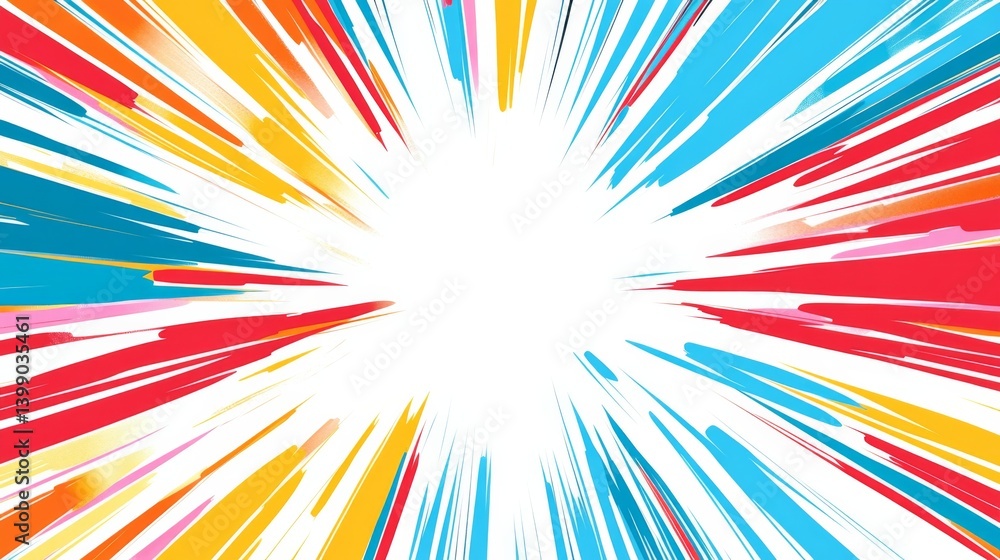 set of colorful radial lines in comic style, creating a dynamic and action-packed background