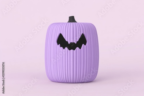 Obraz na płótnie Purple ribbed pumpkin with bat-shaped eyes w salonie