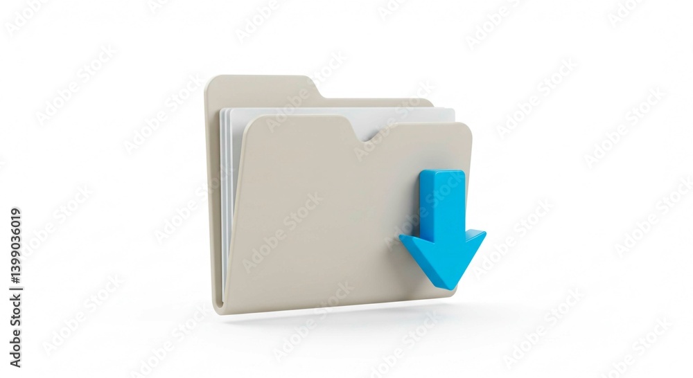 Digital Archive Icon: A contemporary visual depicting a sleek folder with a vibrant blue downward arrow, symbolizing information access and data retrieval in the digital world. Digital Archive Icon: A contemporary visual depicting a sleek folder with a vibrant blue downward arrow, symbolizing information access and data retrieval in the digital world.