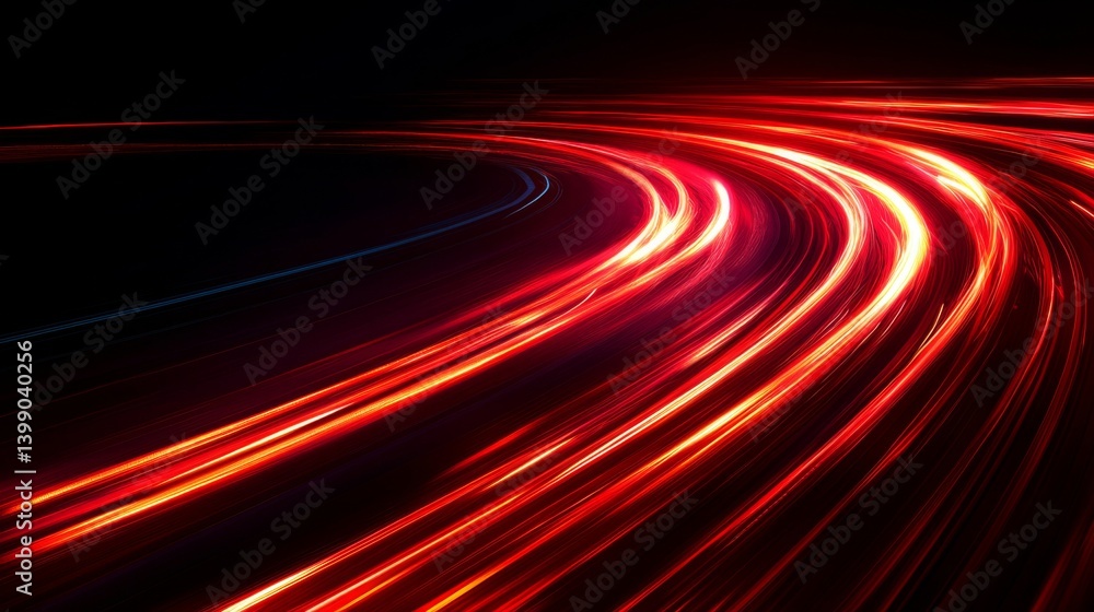 Striking red light streak on a deep dark background, symbolizing fast movement and digital speed Striking red light streak on a deep dark background, symbolizing fast movement and digital speed