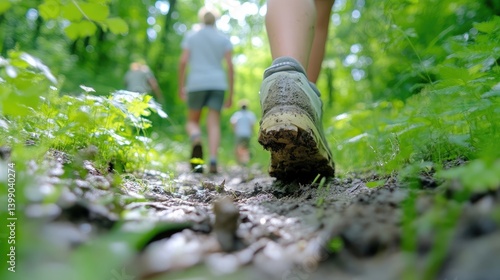 Hiking trail through lush forest