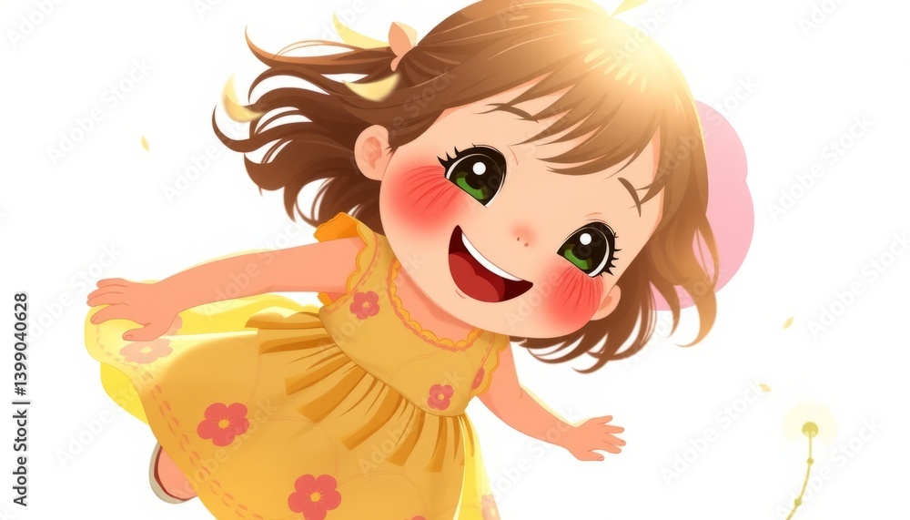 Obraz premium Little Girl Smiling In A Flowery Dress