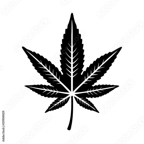 Silhueta de folha de cannabis, design preto