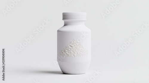 Obraz na płótnie White Supplement Bottle Embossed Detail Minimalist Design High Resolution Studio Shot Front View Textured Surface Product Display Neutral Background Pure White Hues Perfect for Packaging Mockups w salonie