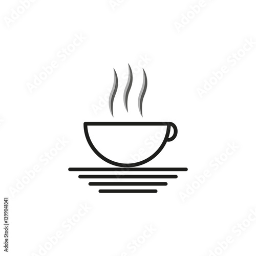 Obraz na płótnie Steaming cup icon. Hot drink symbol. Saucer base detail. Vector beverage emblem. w salonie