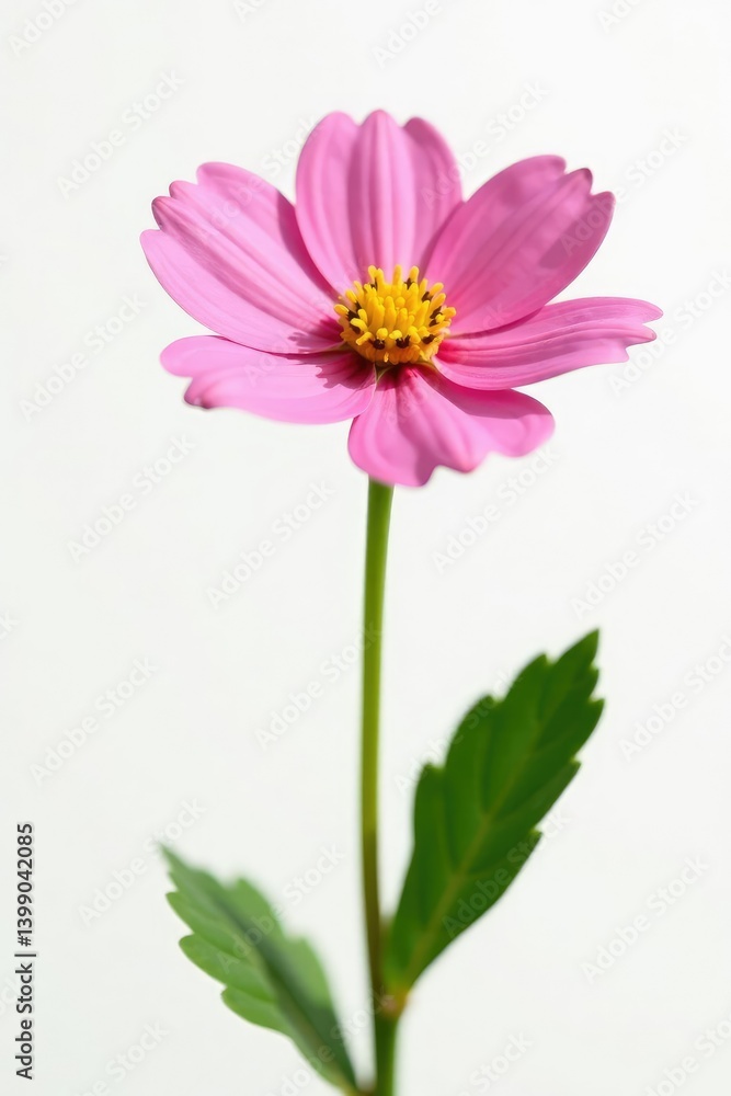 Single small flower isolated on a white background, plant parts, petals, bloom Single small flower isolated on a white background, plant parts, petals, bloom
