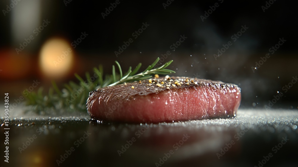 Perfectly seared steak with rosemary